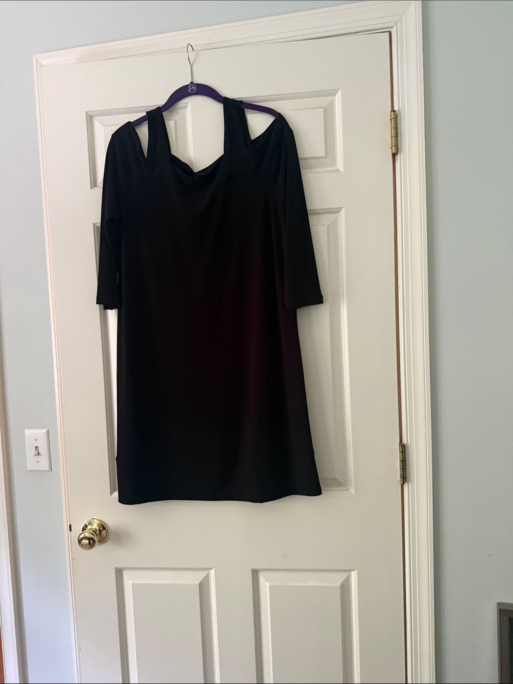 Clara Sun Woo Black Cold-Shoulder Cowl Neck Midi Dress